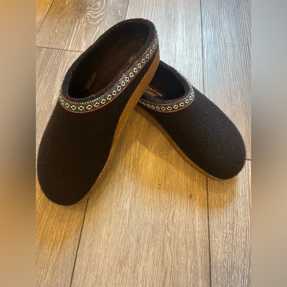 Haflinger Classic Wool Grizzly Clogs Black slippers cozy comfy Size 42 / US 11 - Picture 1 of 7
